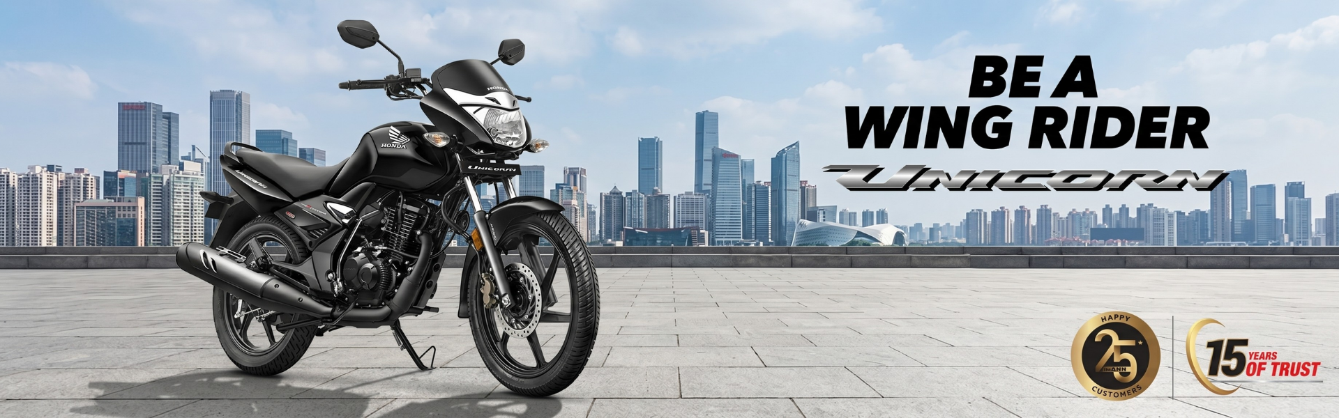 Honda Unicorn motorcycle banner